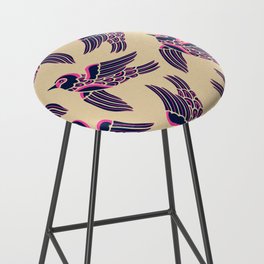 BIRDS FLYING HIGHER in DARK BLUE AND PINK ON SAND Bar Stool