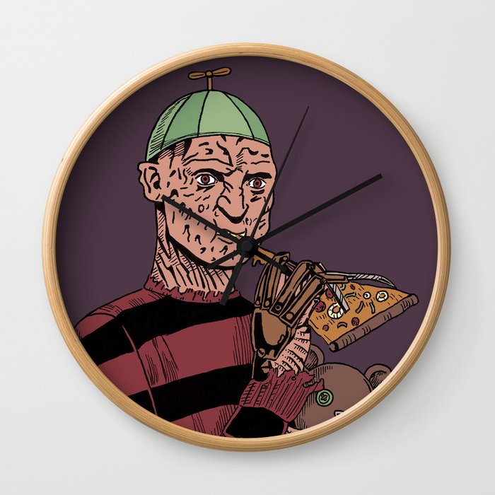 Freddy likes pizza Wall Clock