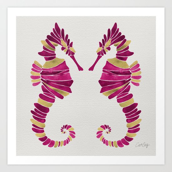 Seahorse – Pink & Gold Art Print