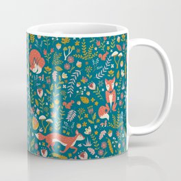Fall Fox on Blue Coffee Mug