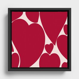 Red Hearts Swirling in Lava Lamp  Framed Canvas
