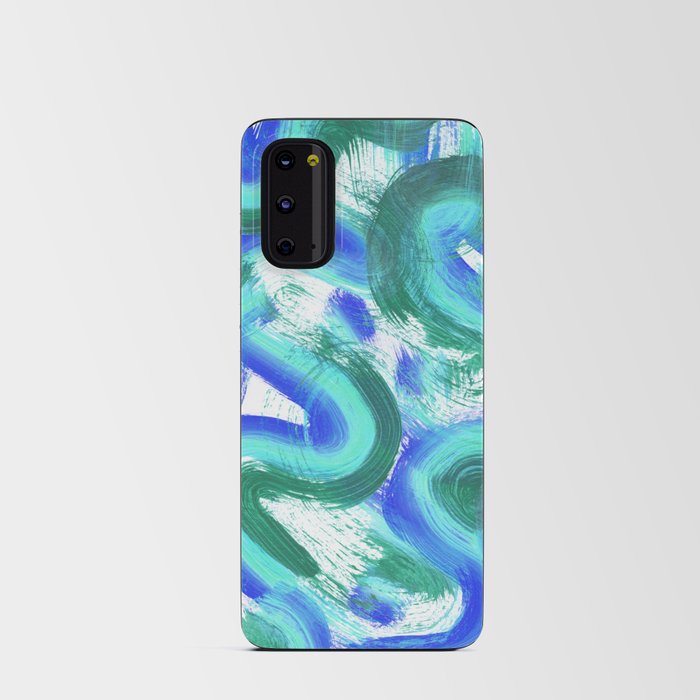 Swirls and Squiggles Abstract Painting - Blue Aqua Green Android Card Case