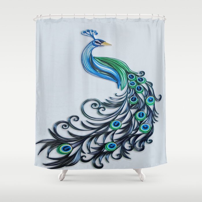 Peacock shower outlet curtains