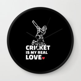 I love cricket Stylish cricket silhouette design for all cricket lovers. Wall Clock