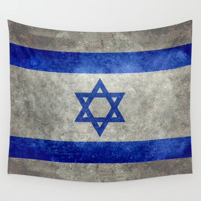Flag of Israel - grungy Wall Tapestry
