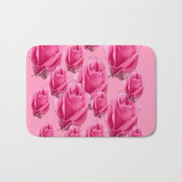 Pink Rose flowers Pattern Art Bath Mat | Painting, Roses, Pinkart, Pink, Watercolor, Surrealism, Pinkroses, Roseart, Flowers, Pinkflowers 