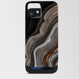Elegant black marble with gold and copper veins iPhone Card Case