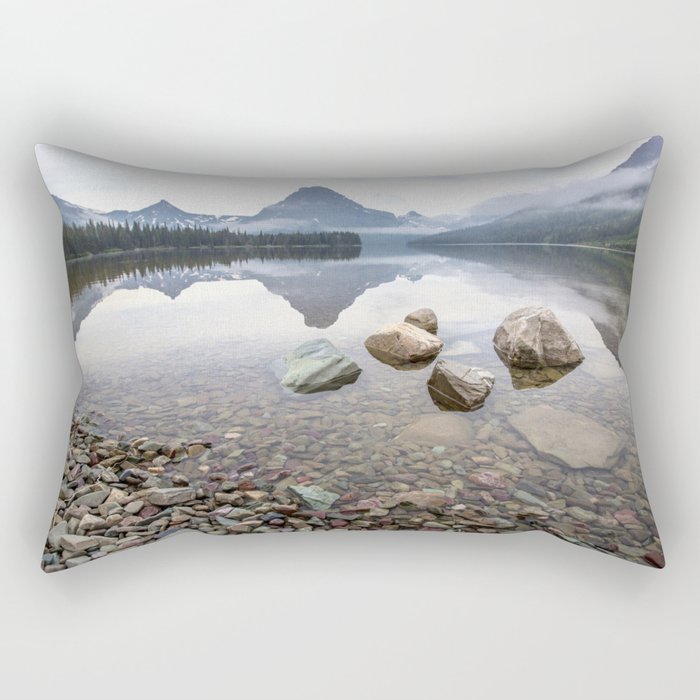 Rocky Lake Mountains Rectangular Pillow