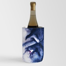 Black White Cat Bird Love Watercolor Wine Chiller