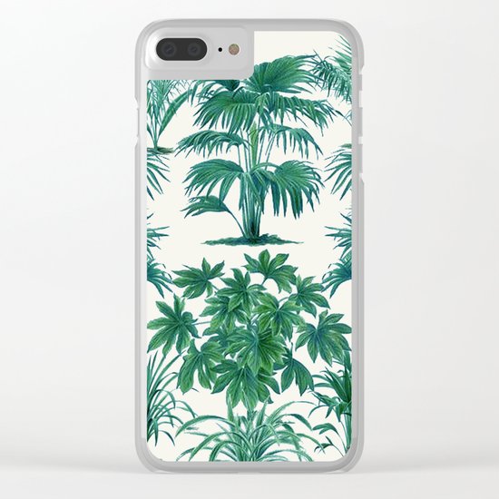 Exotic Tropical Palm Print Clear iPhone Case