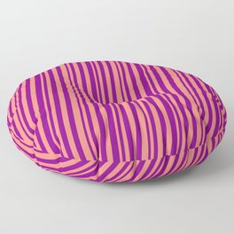 [ Thumbnail: Salmon and Purple Colored Stripes Pattern Floor Pillow ]
