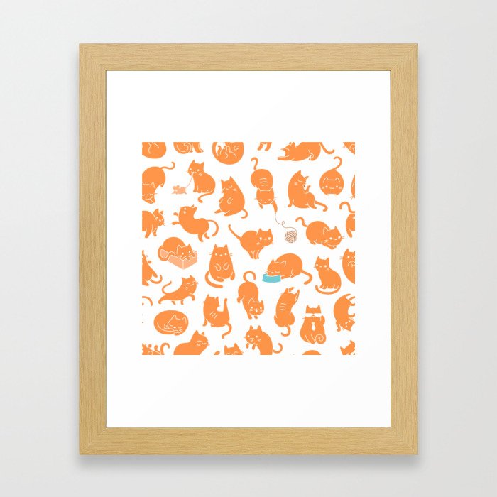 Meowers Cat Pattern Framed Art Print