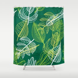 Lovely green leaves pattern illustration Shower Curtain