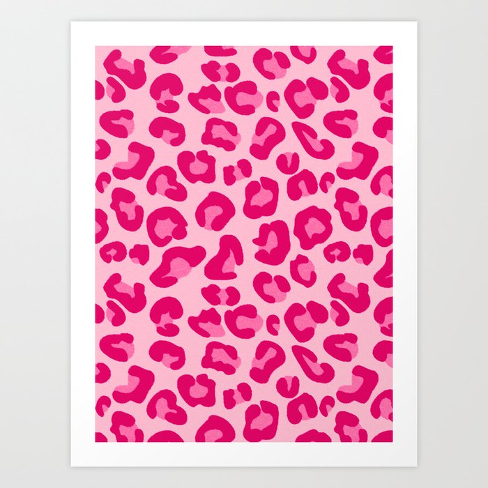 Leopard Print in Pastel Pink, Hot Pink and Fuchsia Art Print by mm gladden