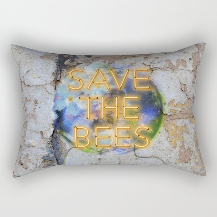 Save the Bees - Neon Rectangular Pillow