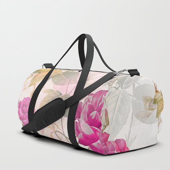 Vintage Elegant Pink Rose Collection Duffle Bag