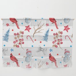 Red Cardinal And Christmas Tree Collection Wall Hanging