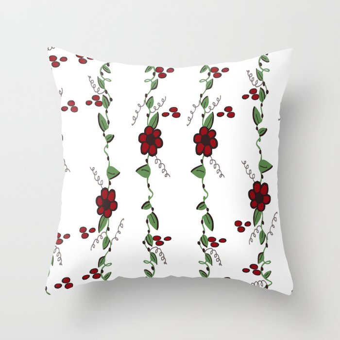 Holiday White Winter Floral  Throw Pillow