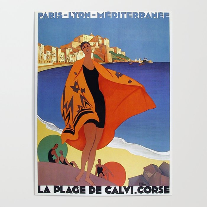 Vintage poster - La Plage de Calvi, La Corse, France Poster