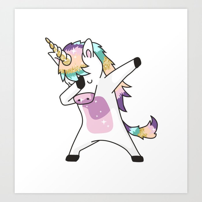 Dabbing Unicorn Art Print By Junosan Society6