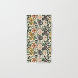 Merrick Floral - creme Hand & Bath Towel | Illustration, Black And White, Summer, Leopard, Curated, Flower, Boho, Acrylic, Jungle, Digital 