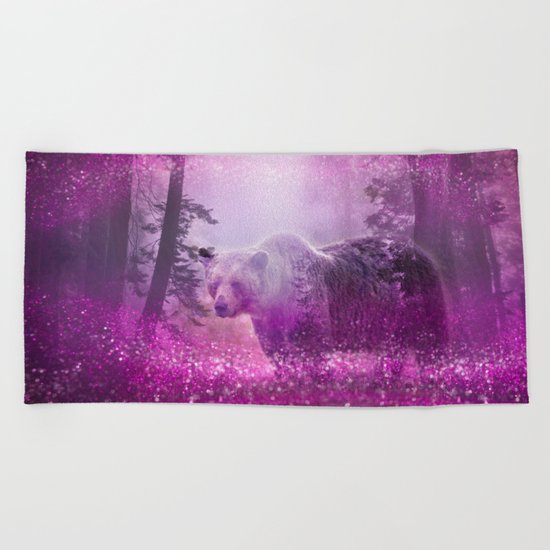 Fairy bear out of the woods Beach Towel
