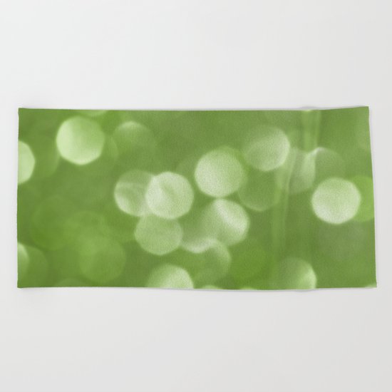 Sparkly Greenery Pantone bokeh Beach Towel