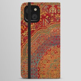 Bohemian Medallion VI // 15th Century Old Distressed Red Green Blue Coloful Ornate Rug Pattern iPhone Wallet Case