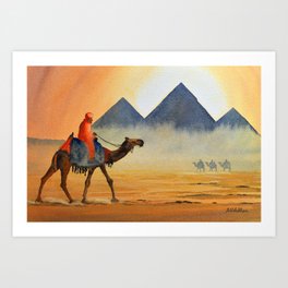 Sudden Sand Storm At Giza Pyramids Egypt Art Print