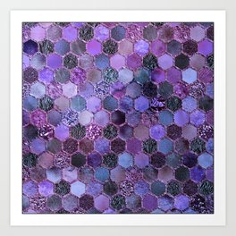 Purple geometric hexagonal elegant & luxury pattern Art Print