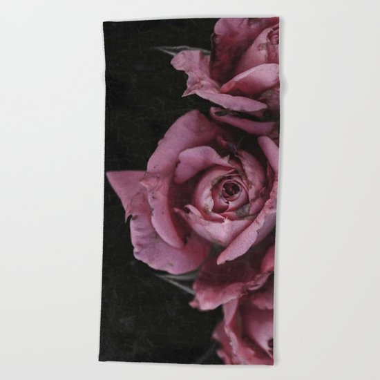 Pink Roses Vintage Beach Towel