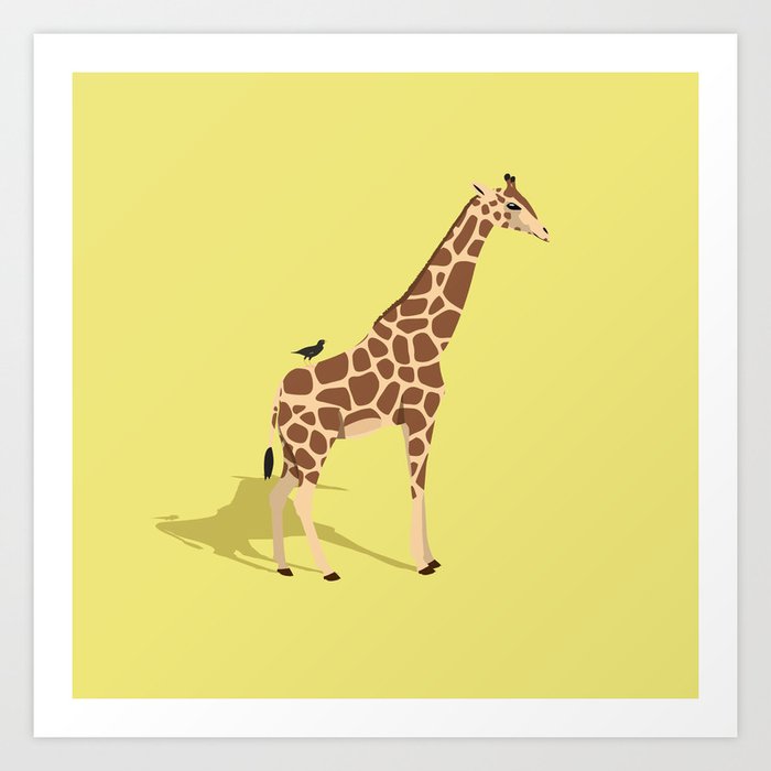 Giraffe and friend Art Print