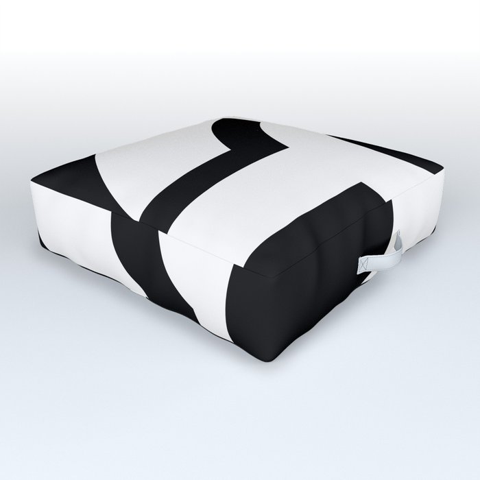 Black and white minimal circle Outdoor Floor Cushion