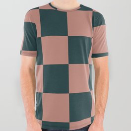 Checkerboard Checkered Checked Check Chessboard Pattern in Dark MutedColor All Over Graphic Tee