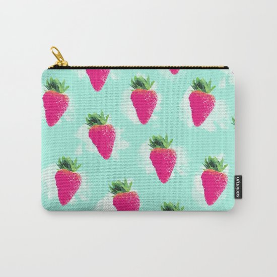 Watercolor Strawberry Carry-All Pouch