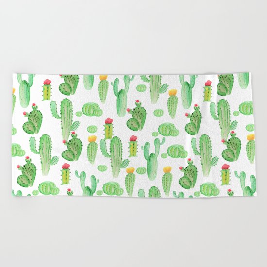 Cactus Pattern Beach Towel