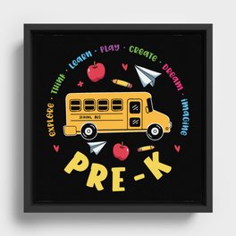 Pre-K School Bus Framed Canvas