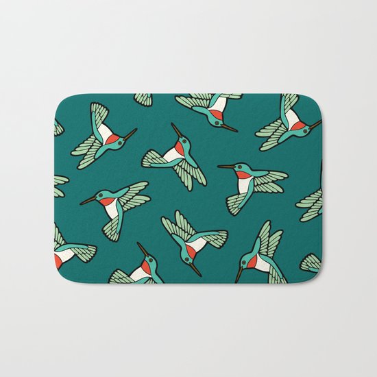 Hummingbird Pattern Bath Mat