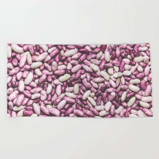 Shiny white and purple cool beans Beach Towel