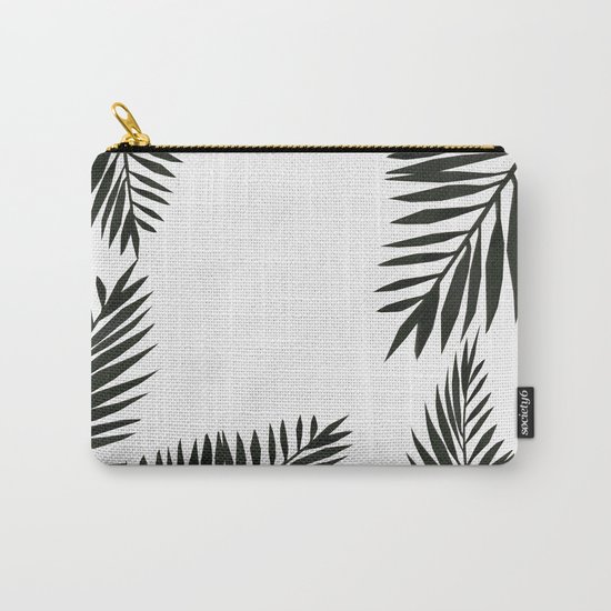 Black Watercolor Tropical Leaves Carry-All Pouch