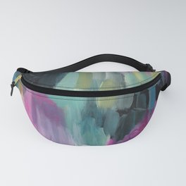 Triptych-Left Fanny Pack | Teal, Contemporary, Yellow, Abstract, Green, Painting, White, Acrylic, Modern, Black 