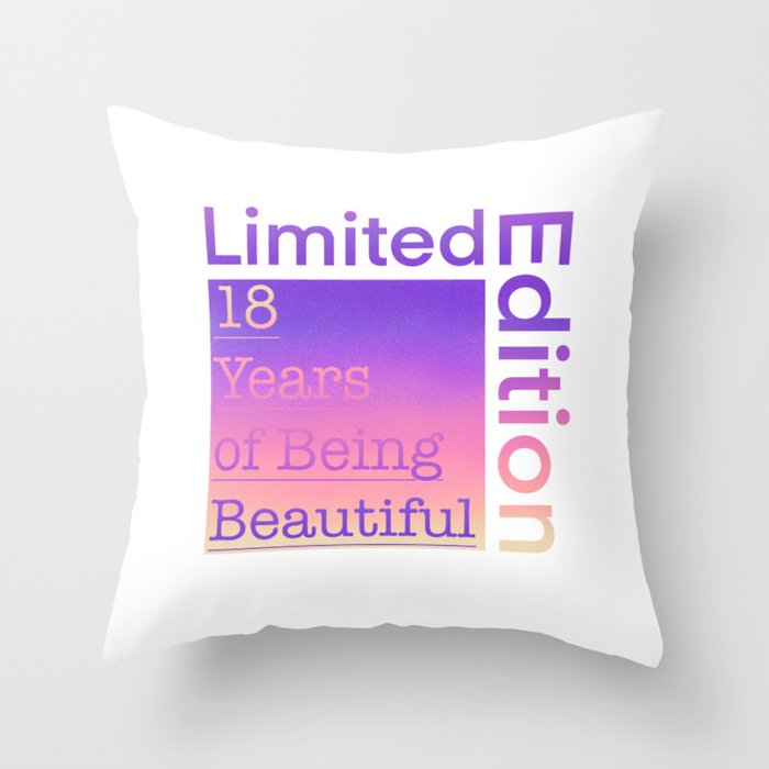 18 Year Old Gift Gradient Limited Edition 18th Retro Birthday Throw Pillow