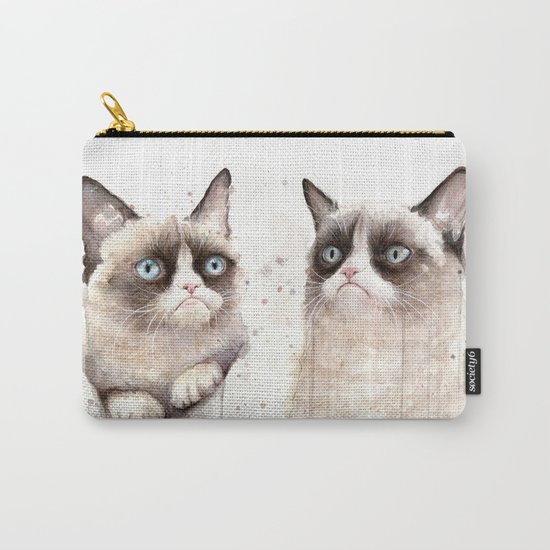 Grumpy Watercolor Cats Carry-All Pouch