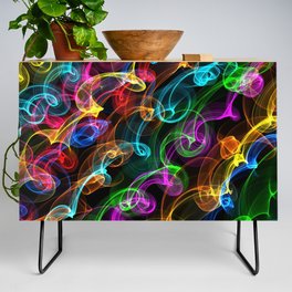 Abstract Rainbow Curves Pattern Design Credenza