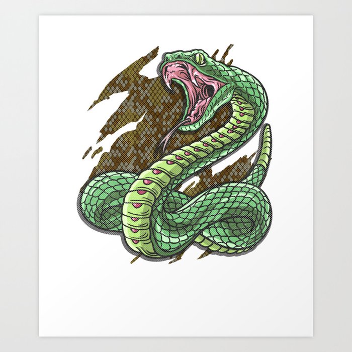 Snake Design For Reptile Lovers - Angry Rattlesnake Halftone Art Print by  Matze179 | Society6