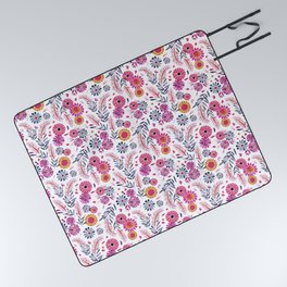 Florida Floral - Pink & Gray Picnic Blanket
