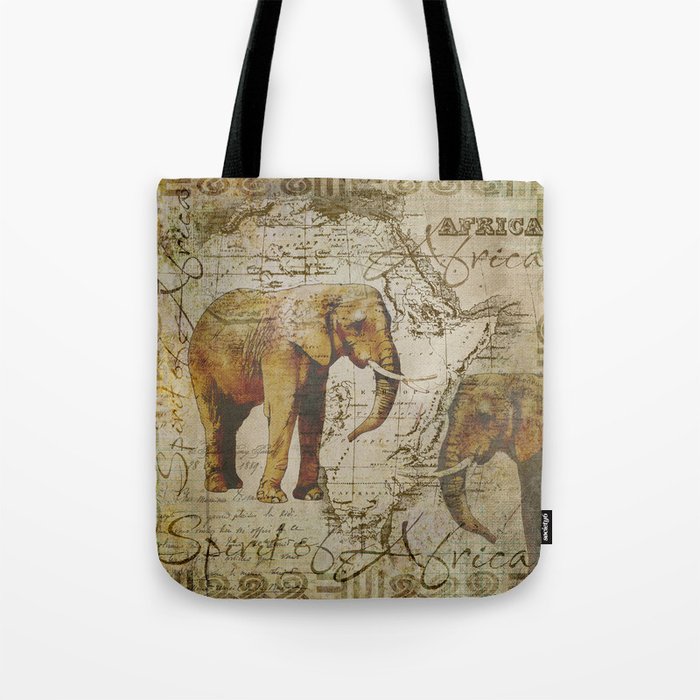 Spirit of Africa Elephant mixed media art Tote Bag