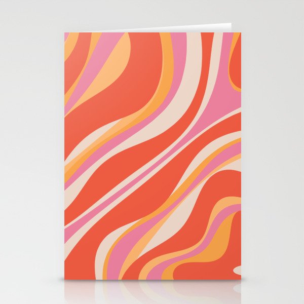 Trippy Dream Abstract Pattern in Retro Pink and Orange Stationery Cards