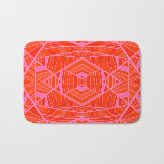 Mostly Orange Geo Pattern Bath Mat
