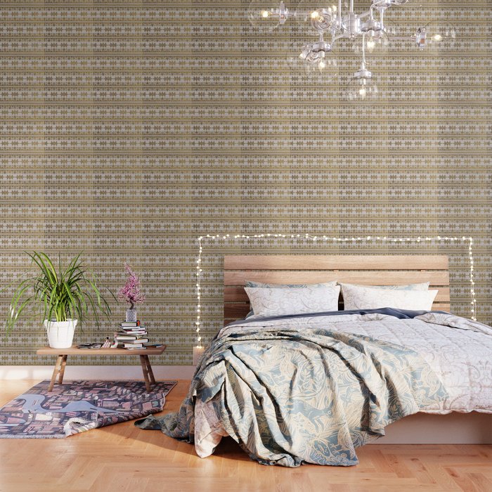 Golden Geometric Tribal Ethnic Pattern Wallpaper By K9printart